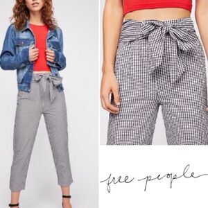 Free people gingham west side tie pants women’s size 2‎